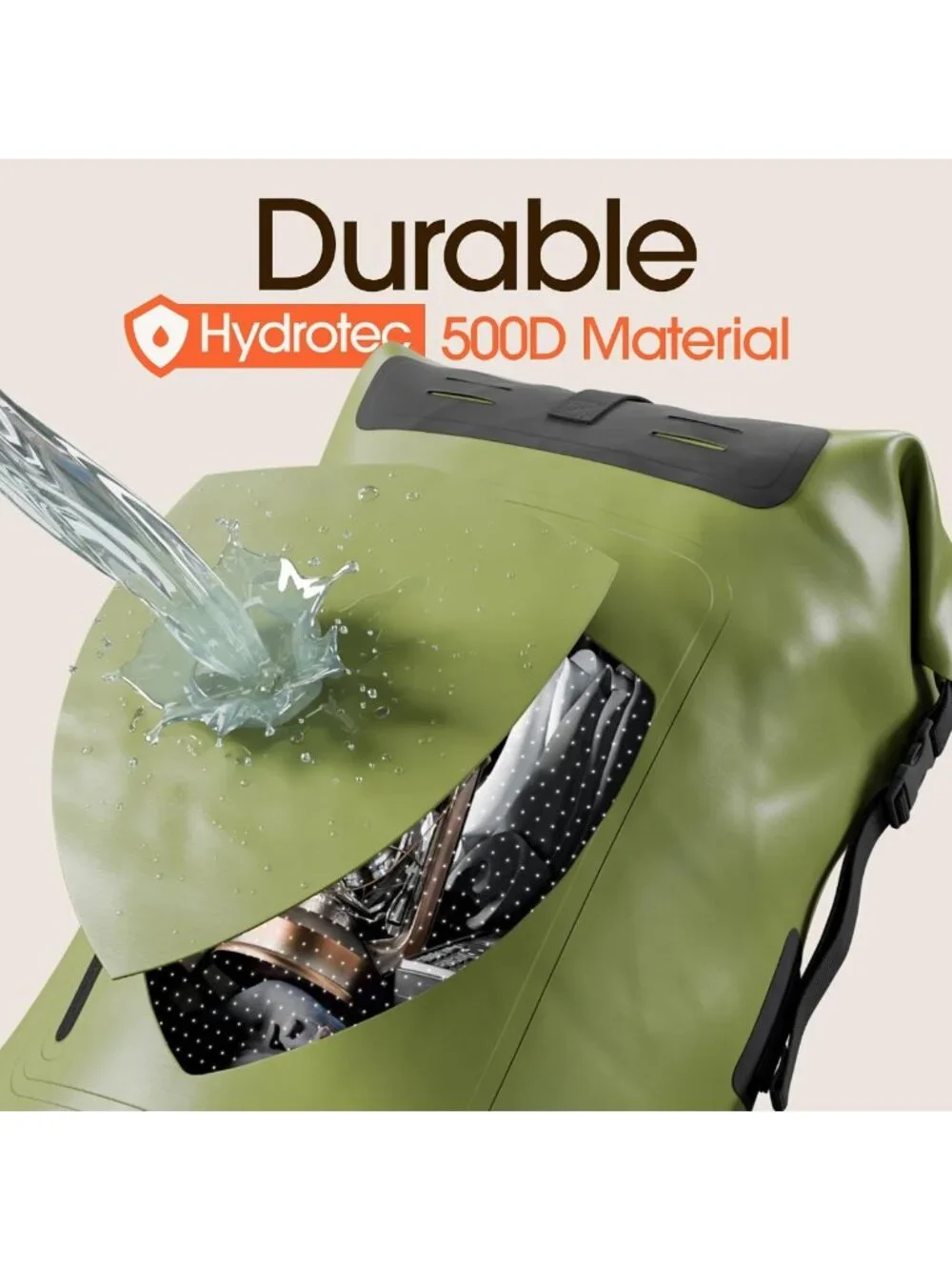 Waterproof Hiking Backpack - Heavy Duty Roll-Top Dry Bag with Phone Case
